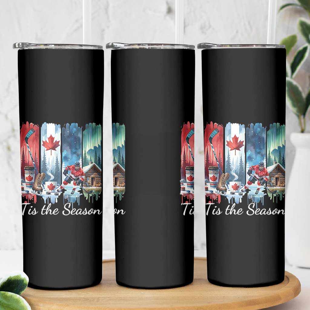 Christmas Canada Ice Hockey Lover Skinny Tumbler Tis The Season - Wonder Print Shop