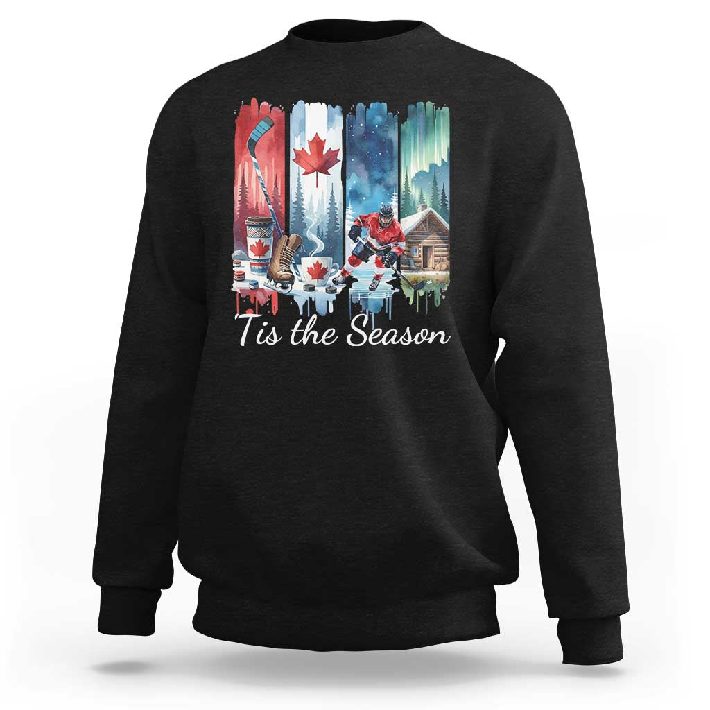 Christmas Canada Ice Hockey Lover Sweatshirt Tis The Season - Wonder Print Shop