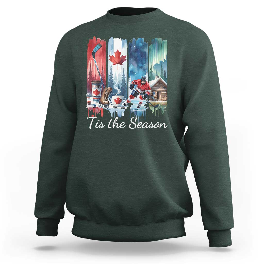 Christmas Canada Ice Hockey Lover Sweatshirt Tis The Season - Wonder Print Shop