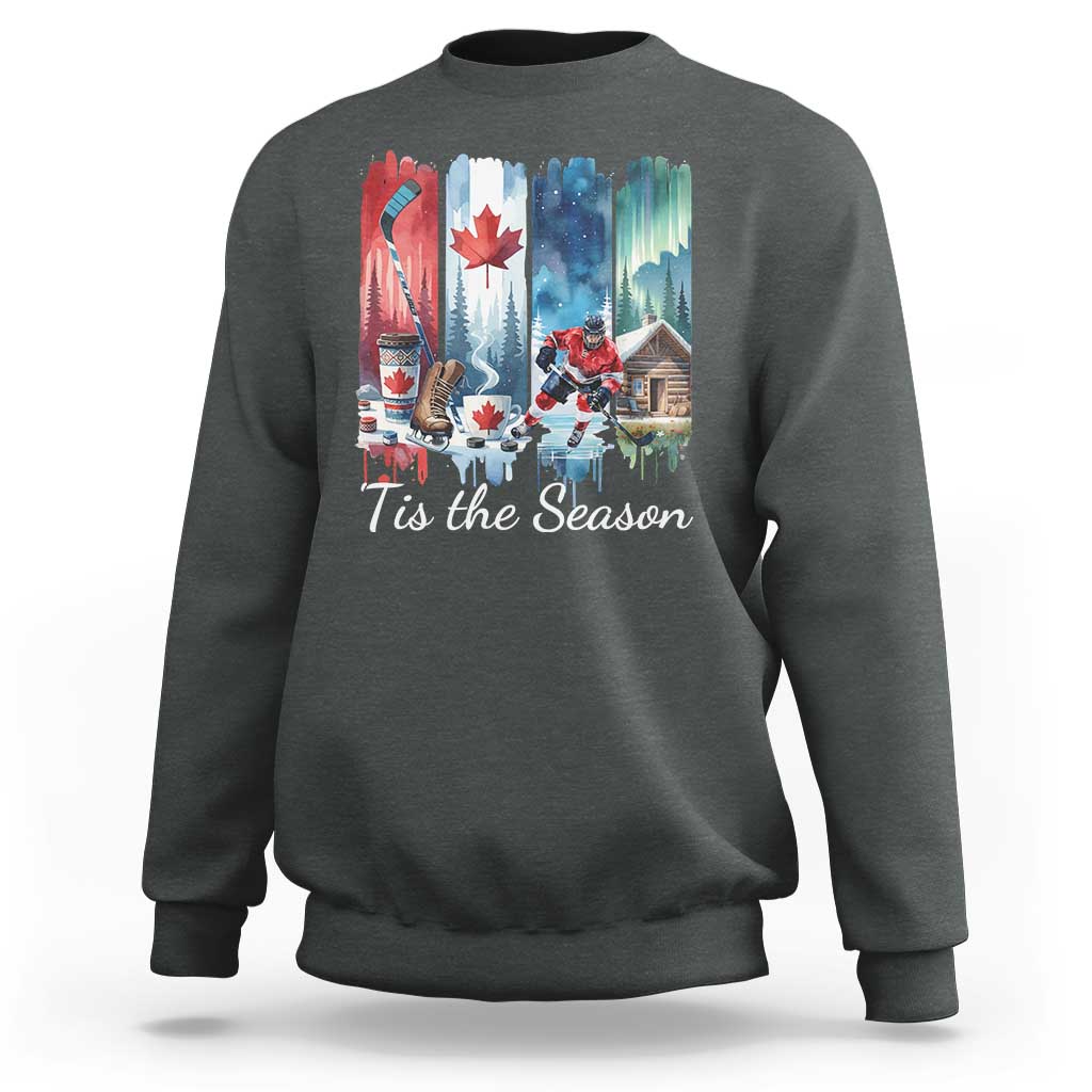 Christmas Canada Ice Hockey Lover Sweatshirt Tis The Season - Wonder Print Shop