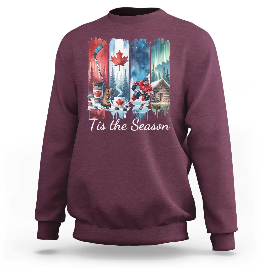 Christmas Canada Ice Hockey Lover Sweatshirt Tis The Season - Wonder Print Shop