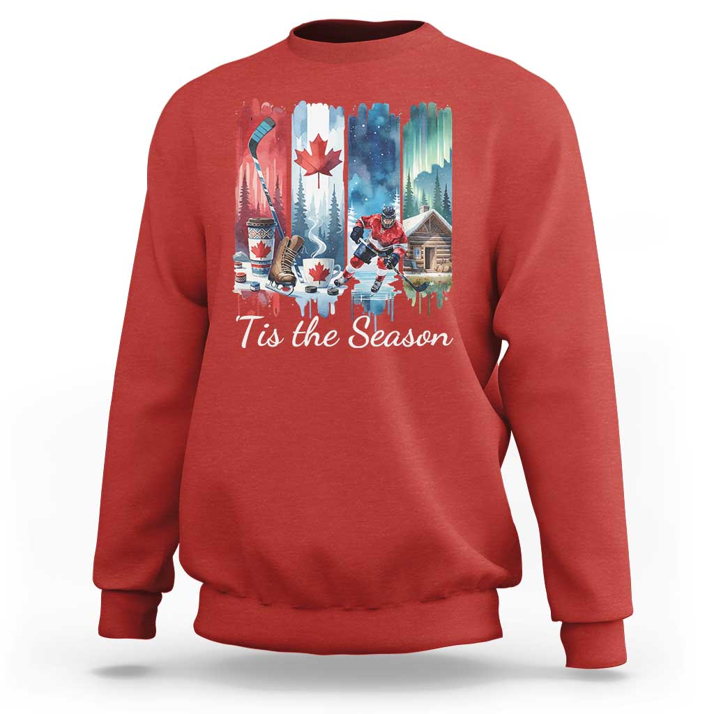 Christmas Canada Ice Hockey Lover Sweatshirt Tis The Season - Wonder Print Shop