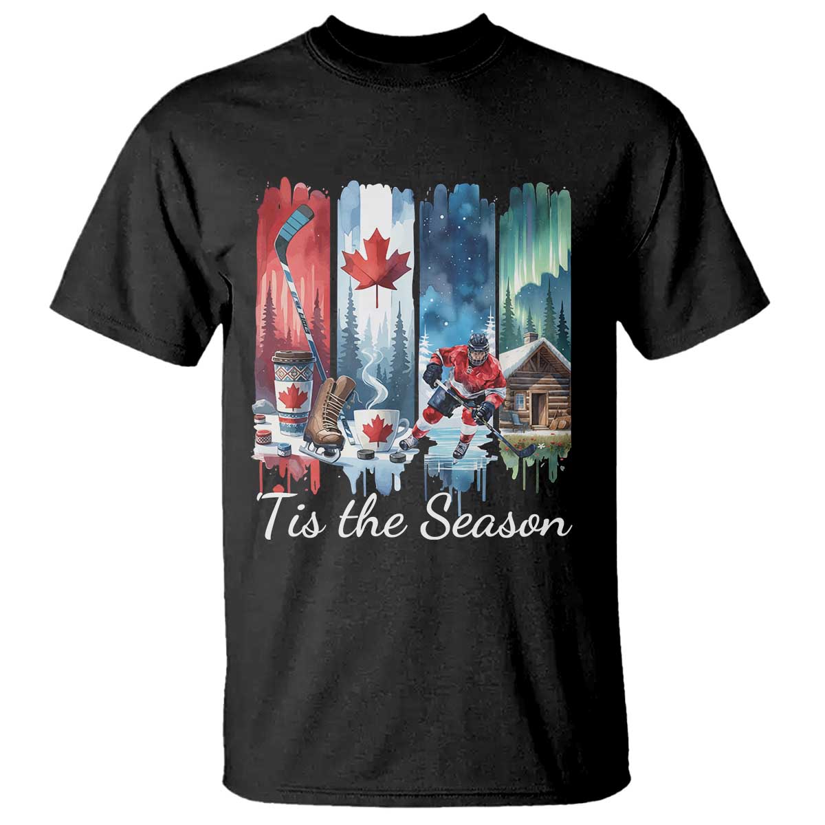 Christmas Canada Ice Hockey Lover T Shirt Tis The Season - Wonder Print Shop