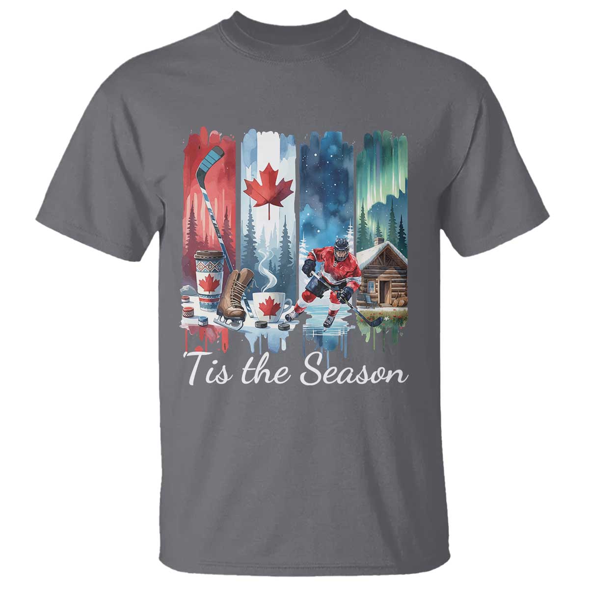 Christmas Canada Ice Hockey Lover T Shirt Tis The Season - Wonder Print Shop