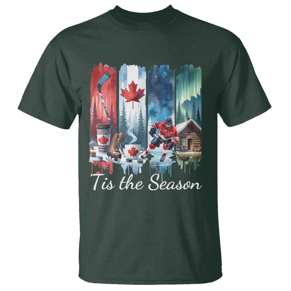 Christmas Canada Ice Hockey Lover T Shirt Tis The Season - Wonder Print Shop
