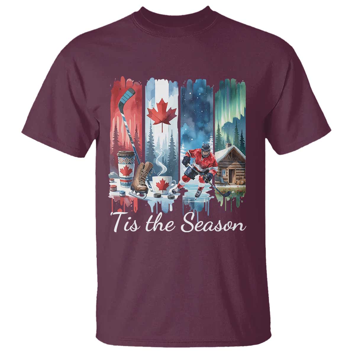 Christmas Canada Ice Hockey Lover T Shirt Tis The Season - Wonder Print Shop