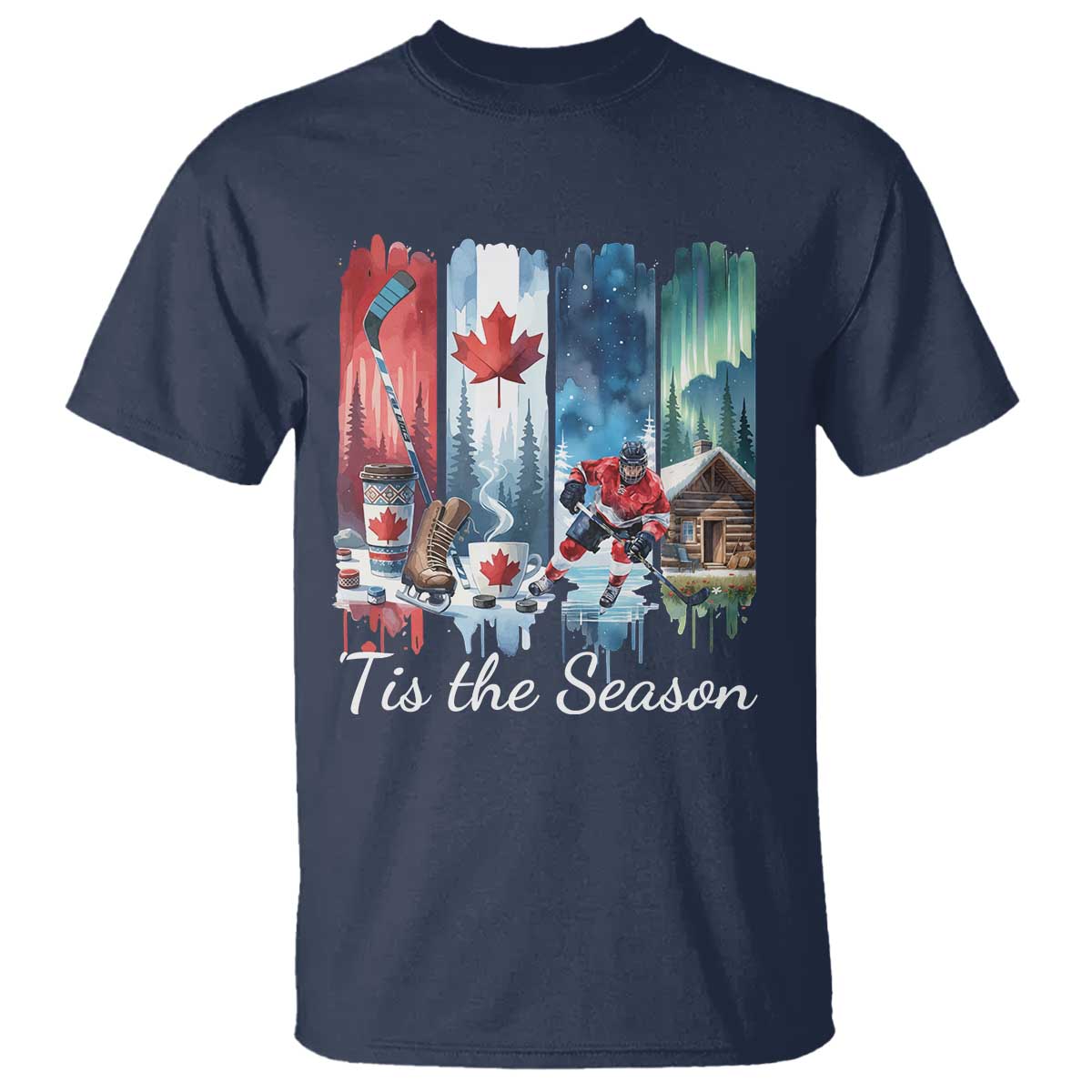 Christmas Canada Ice Hockey Lover T Shirt Tis The Season - Wonder Print Shop