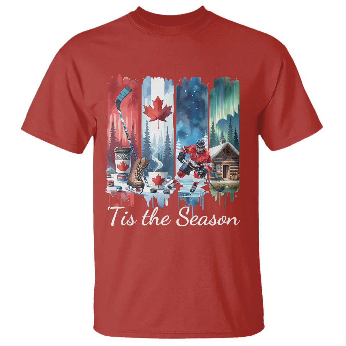 Christmas Canada Ice Hockey Lover T Shirt Tis The Season - Wonder Print Shop