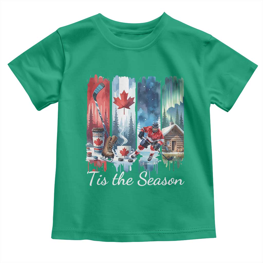 Christmas Canada Ice Hockey Lover Toddler T Shirt Tis The Season - Wonder Print Shop