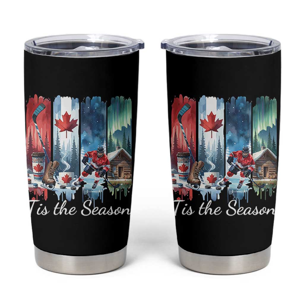 Christmas Canada Ice Hockey Lover Tumbler Cup Tis The Season - Wonder Print Shop