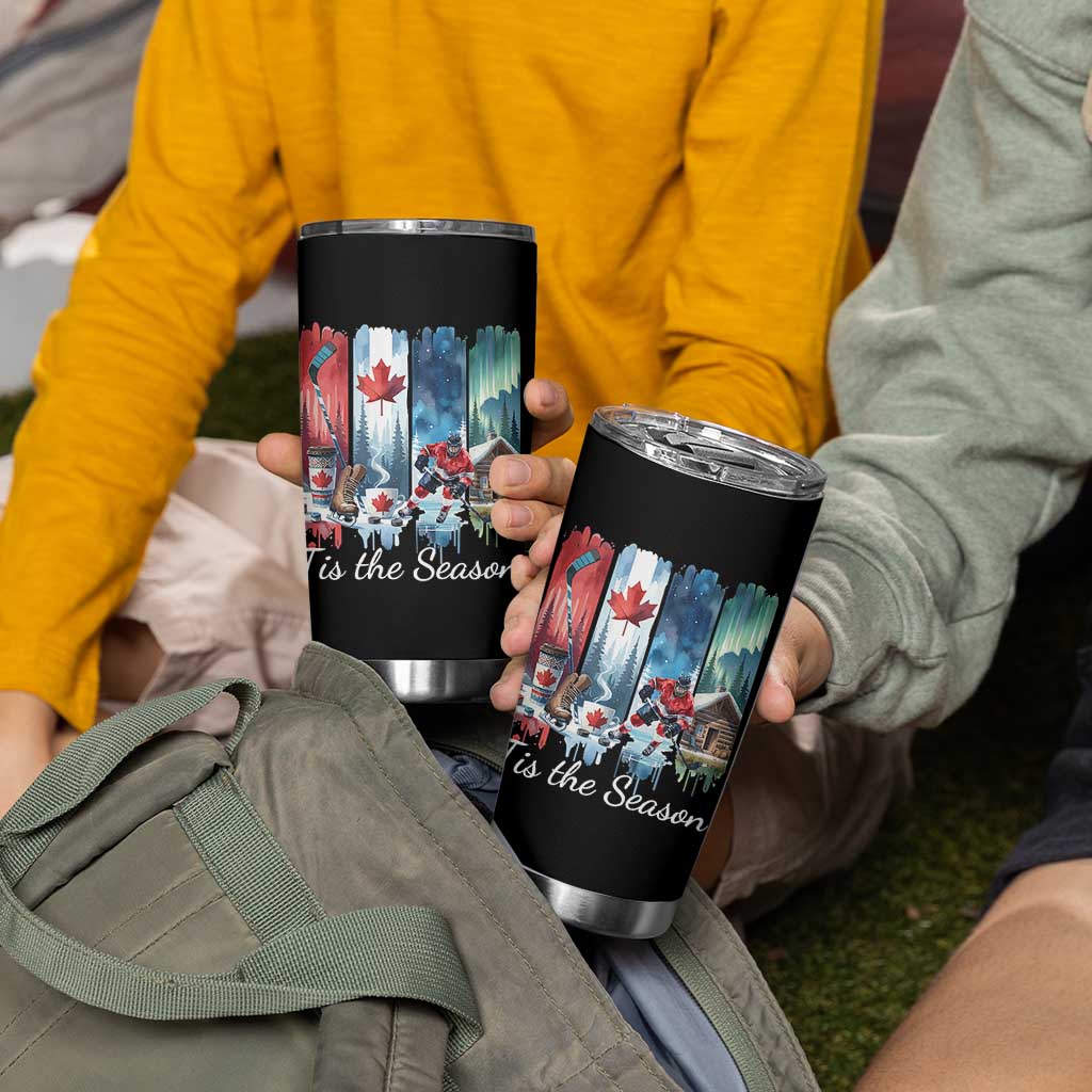 Christmas Canada Ice Hockey Lover Tumbler Cup Tis The Season - Wonder Print Shop