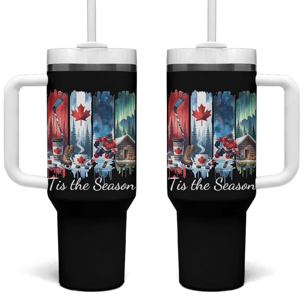 Christmas Canada Ice Hockey Lover Tumbler With Handle Tis The Season - Wonder Print Shop