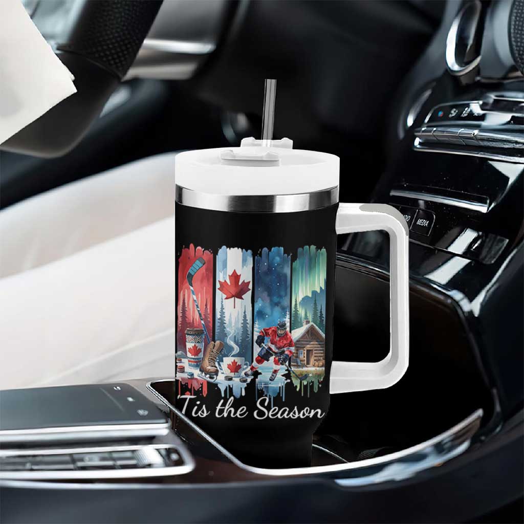 Christmas Canada Ice Hockey Lover Tumbler With Handle Tis The Season - Wonder Print Shop