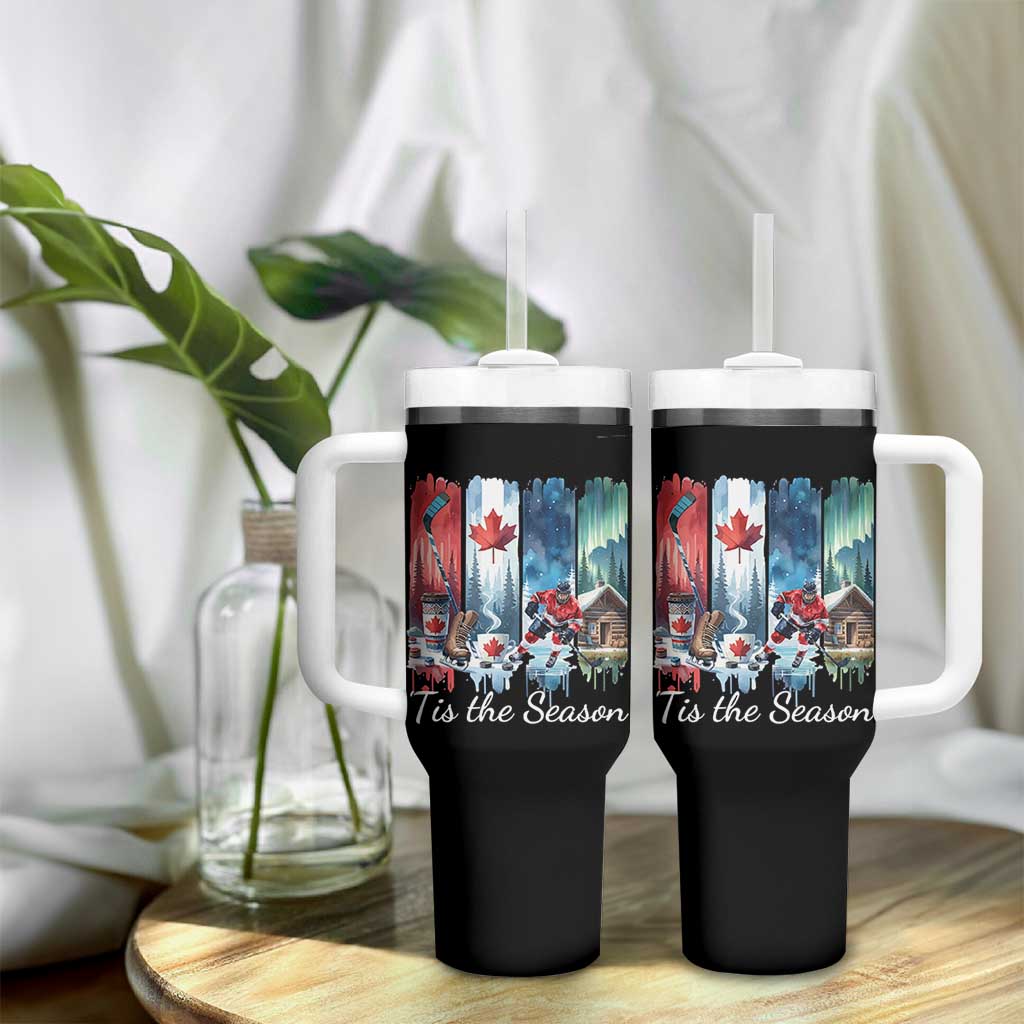 Christmas Canada Ice Hockey Lover Tumbler With Handle Tis The Season - Wonder Print Shop