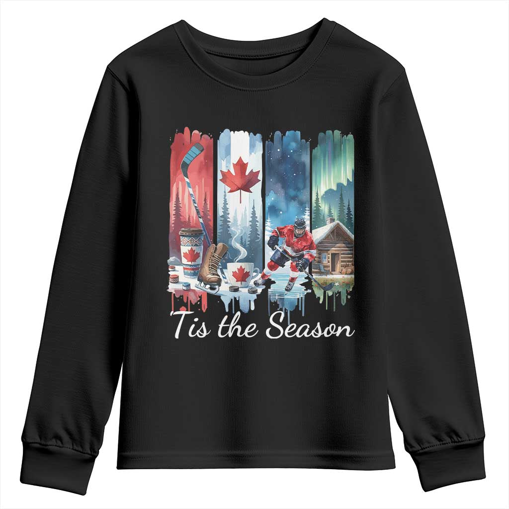 Christmas Canada Ice Hockey Lover Youth Sweatshirt Tis The Season - Wonder Print Shop