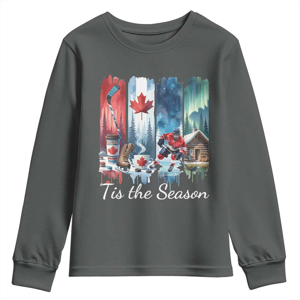 Christmas Canada Ice Hockey Lover Youth Sweatshirt Tis The Season - Wonder Print Shop
