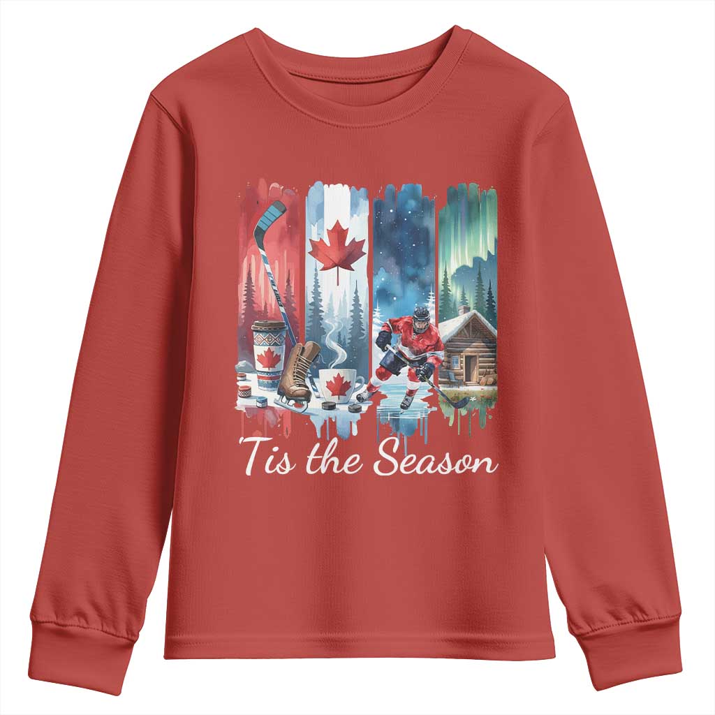 Christmas Canada Ice Hockey Lover Youth Sweatshirt Tis The Season - Wonder Print Shop