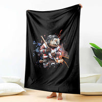 Funny Beaver Playing Ice Hockey Throw Blanket Winter Sports Gift - Wonder Print Shop