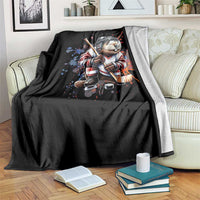 Funny Beaver Playing Ice Hockey Throw Blanket Winter Sports Gift - Wonder Print Shop