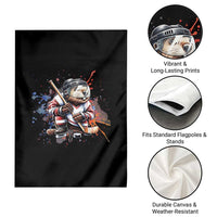 Funny Beaver Playing Ice Hockey Garden Flag Winter Sports Gift - Wonder Print Shop