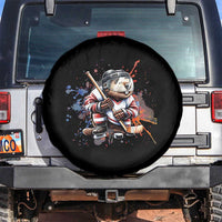 Funny Beaver Playing Ice Hockey Spare Tire Cover Winter Sports Gift - Wonder Print Shop