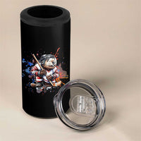 Funny Beaver Playing Ice Hockey 4 in 1 Can Cooler Tumbler Winter Sports Gift - Wonder Print Shop