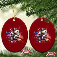 Funny Beaver Playing Ice Hockey Ceramic Ornament Winter Sports Gift - Wonder Print Shop