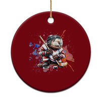 Funny Beaver Playing Ice Hockey Ceramic Ornament Winter Sports Gift - Wonder Print Shop
