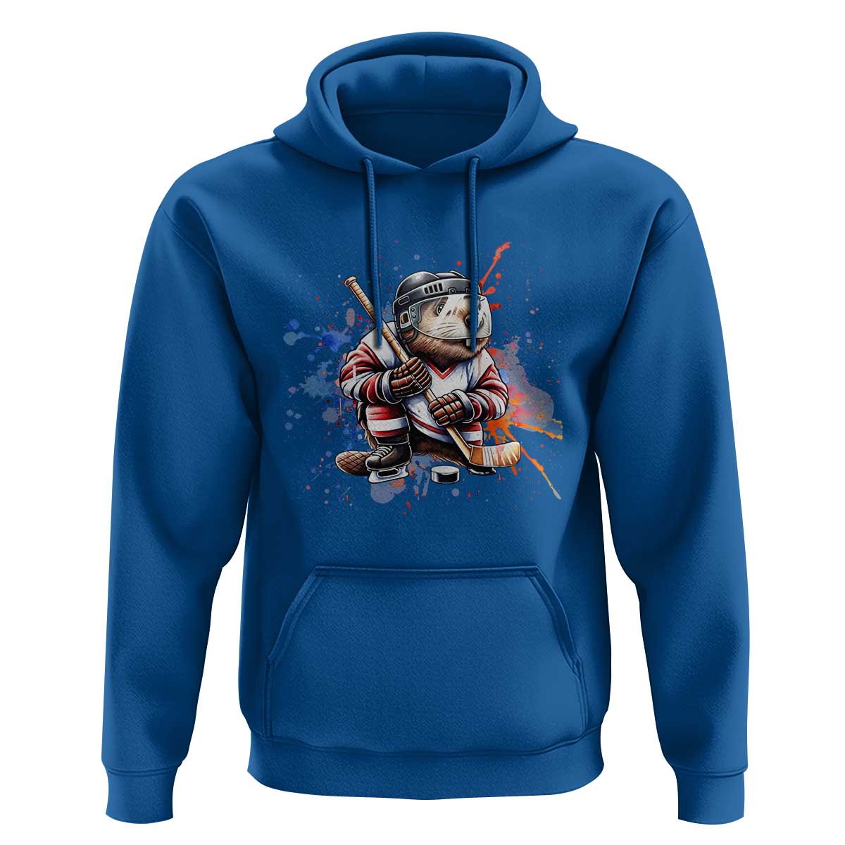 Funny Beaver Playing Ice Hockey Hoodie Winter Sports Gift - Wonder Print Shop