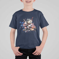 Funny Beaver Playing Ice Hockey T Shirt For Kid Winter Sports Gift - Wonder Print Shop