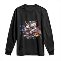 Funny Beaver Playing Ice Hockey Long Sleeve Shirt Winter Sports Gift - Wonder Print Shop