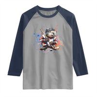 Funny Beaver Playing Ice Hockey Raglan Shirt Winter Sports Gift - Wonder Print Shop
