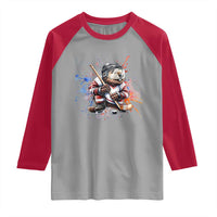 Funny Beaver Playing Ice Hockey Raglan Shirt Winter Sports Gift - Wonder Print Shop