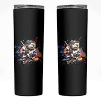 Funny Beaver Playing Ice Hockey Skinny Tumbler Winter Sports Gift - Wonder Print Shop