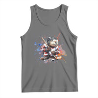 Funny Beaver Playing Ice Hockey Tank Top Winter Sports Gift - Wonder Print Shop