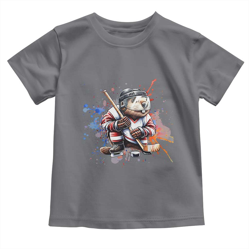 Funny Beaver Playing Ice Hockey Toddler T Shirt Winter Sports Gift - Wonder Print Shop
