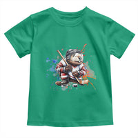 Funny Beaver Playing Ice Hockey Toddler T Shirt Winter Sports Gift - Wonder Print Shop