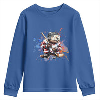 Funny Beaver Playing Ice Hockey Youth Sweatshirt Winter Sports Gift - Wonder Print Shop