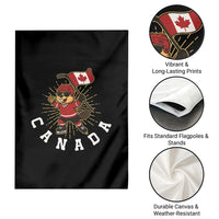 Funny Beaver Playing Ice Hockey With Canada Flag Gift Garden Flag - Wonder Print Shop