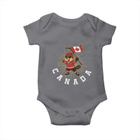 Funny Beaver Playing Ice Hockey With Canada Flag Gift Baby Onesie - Wonder Print Shop