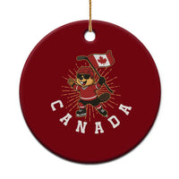 Funny Beaver Playing Ice Hockey With Canada Flag Gift Ceramic Ornament - Wonder Print Shop