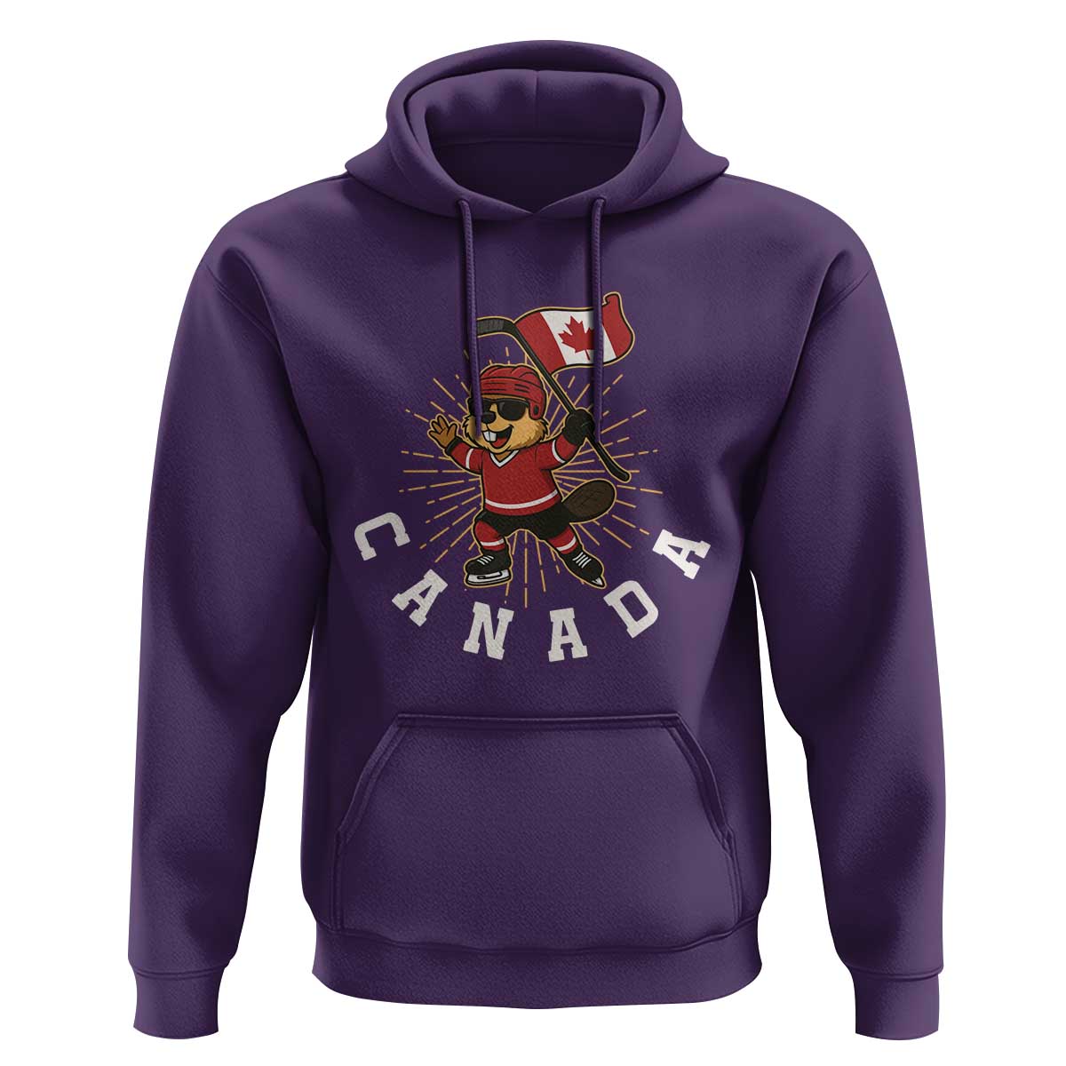 Funny Beaver Playing Ice Hockey With Canada Flag Gift Hoodie - Wonder Print Shop