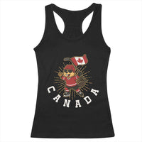 Funny Beaver Playing Ice Hockey With Canada Flag Gift Racerback Tank Top - Wonder Print Shop