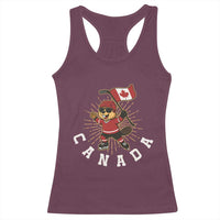 Funny Beaver Playing Ice Hockey With Canada Flag Gift Racerback Tank Top - Wonder Print Shop