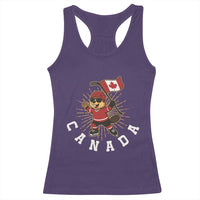 Funny Beaver Playing Ice Hockey With Canada Flag Gift Racerback Tank Top - Wonder Print Shop