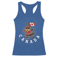 Funny Beaver Playing Ice Hockey With Canada Flag Gift Racerback Tank Top - Wonder Print Shop