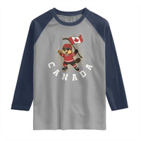Funny Beaver Playing Ice Hockey With Canada Flag Gift Raglan Shirt - Wonder Print Shop