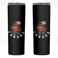 Funny Beaver Playing Ice Hockey With Canada Flag Gift Skinny Tumbler - Wonder Print Shop