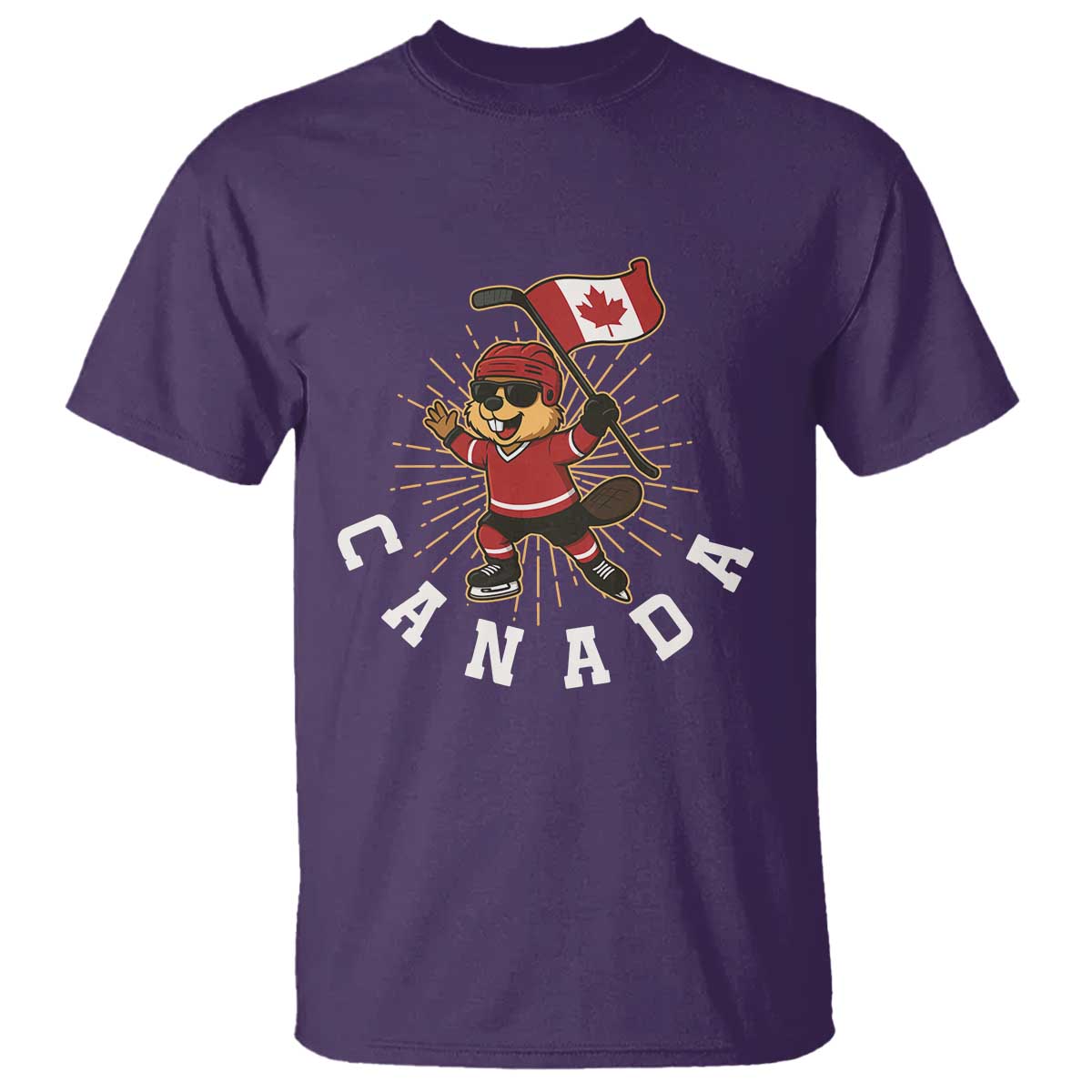 Funny Beaver Playing Ice Hockey With Canada Flag Gift T Shirt - Wonder Print Shop