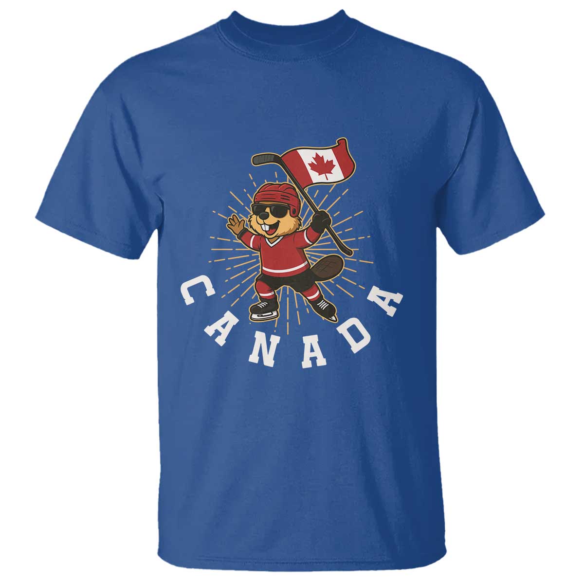 Funny Beaver Playing Ice Hockey With Canada Flag Gift T Shirt - Wonder Print Shop